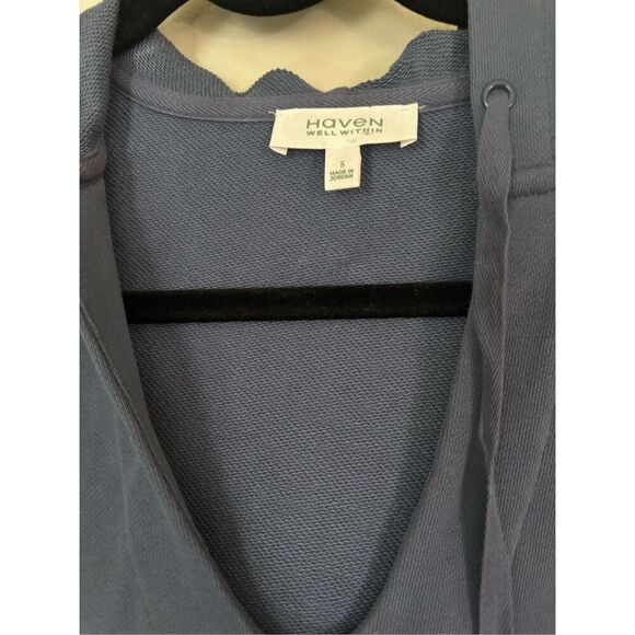 Haven Well Within Organic Cotton French Terry Hooded Dress SZ Small Blue Lounge - Picture 4 of 8